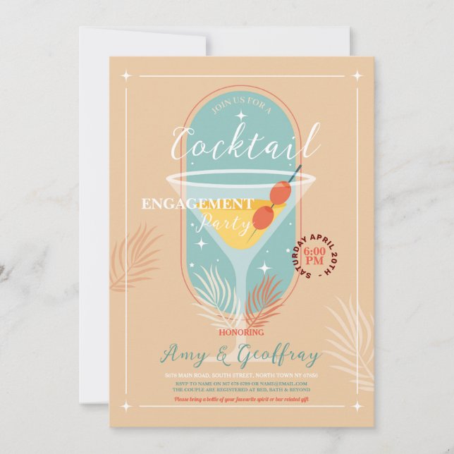 Stock The Bar Engagement Cocktail Party Invitation (Front)