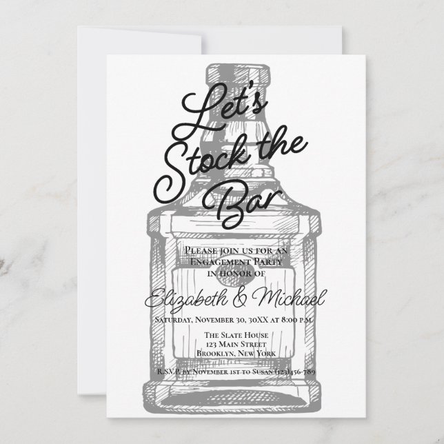 Stock The Bar Engagement Party Invitation (Front)