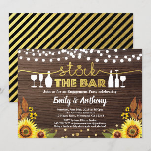 Stock the bar engagement party sunflower invitation