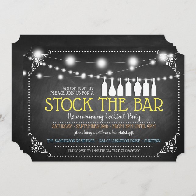 Stock the Bar Housewarming Cocktail Party Invitation (Front/Back)