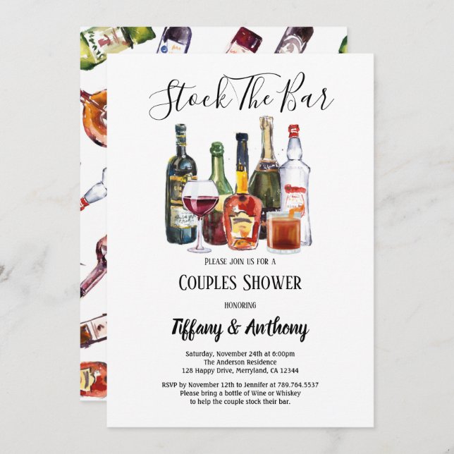 Stock The Bar Invitation Couples Shower (Front/Back)