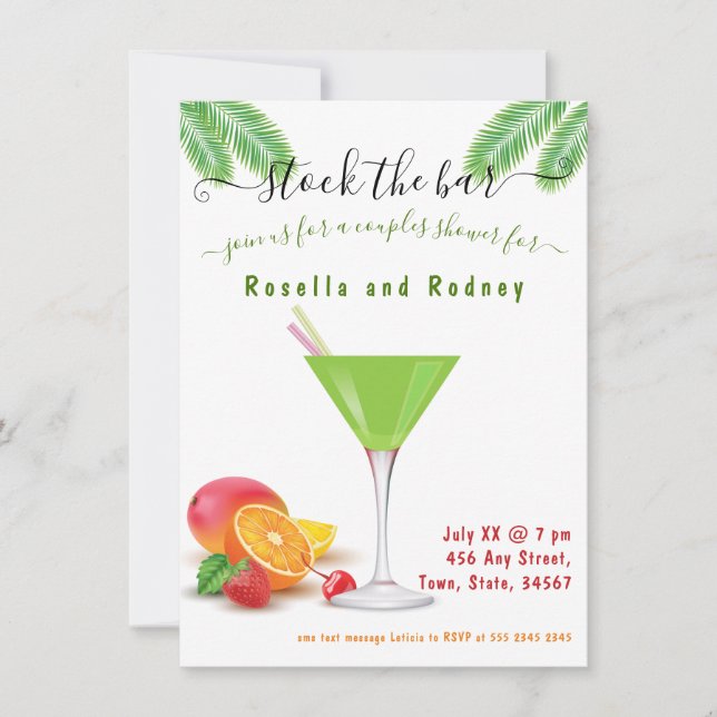 Stock the Bar Lime Couples Shower Invitation (Front)