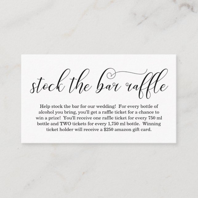 Stock the Bar Raffle Card Bridal Shower Invitation (Front)
