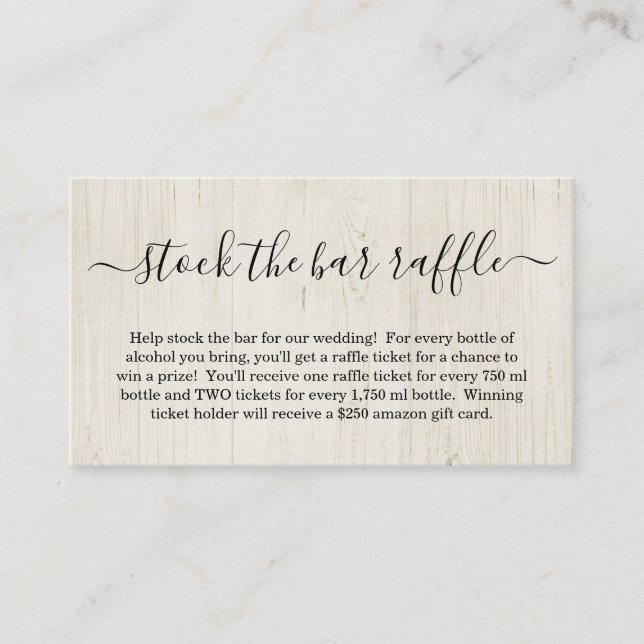 Stock the Bar Raffle Card Bridal Shower Invitation (Front)