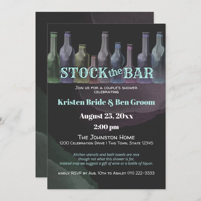 Stock the Bar Shower Invitation (Front/Back)