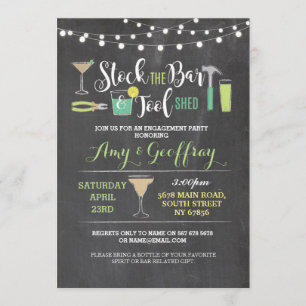 Stock The Bar & Tool Shed Engagement Invite