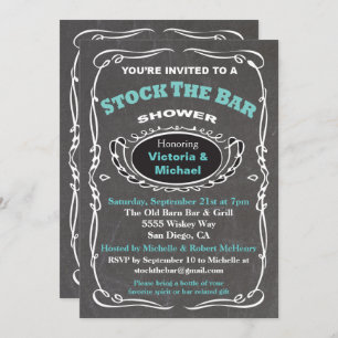 Stock the bar wedding shower invitation