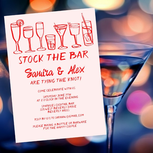 Stock the Bar Whimsical Cocktail Drinks Engagement Invitation (Stock the Bar Whimsical Cocktail Drinks Engagement Invitation
)