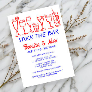 Stock the Bar Whimsical Cocktail Drinks Engagement Invitation