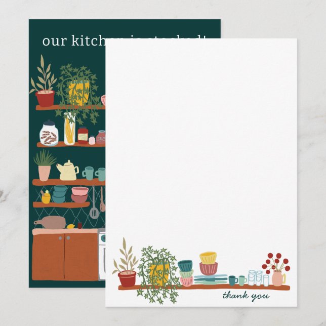 STOCK THE KITCHEN Bridal Shower CUSTOM Cute Thank You Card (Front/Back)