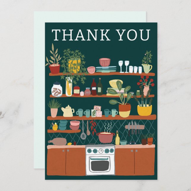STOCK THE KITCHEN Bridal Shower CUSTOM Cute Thank You Card (Front/Back)