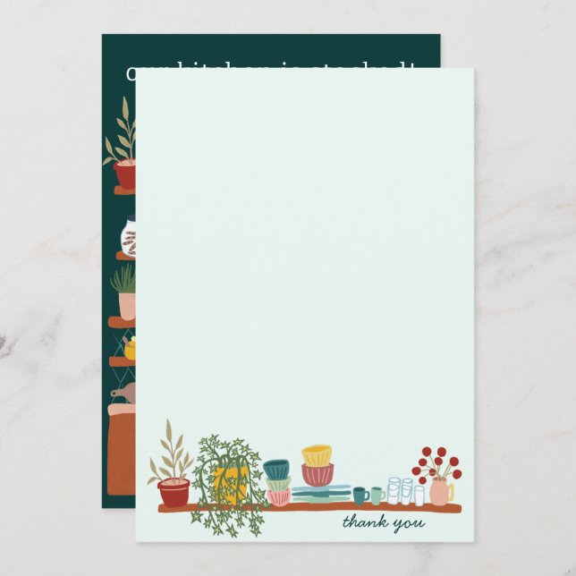 STOCK THE KITCHEN Bridal Shower CUSTOM Cute Thank You Card (Front/Back)