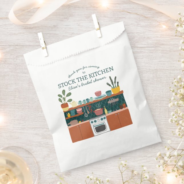 STOCK THE KITCHEN Bridal Shower Cute CUSTOM Favour Bag (Clipped)