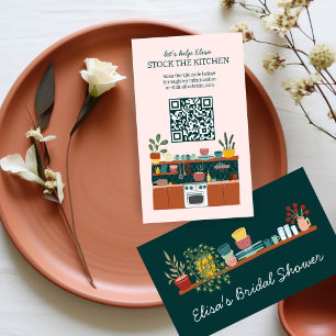 STOCK THE KITCHEN Bridal Shower Cute CUSTOM QR Enclosure Card