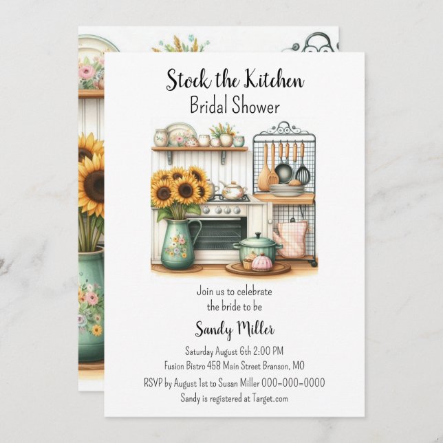 Stock The Kitchen Bridal Shower  Invitation (Front/Back)