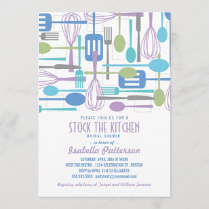 Stock the Kitchen Retro Style Bridal Shower Invitation