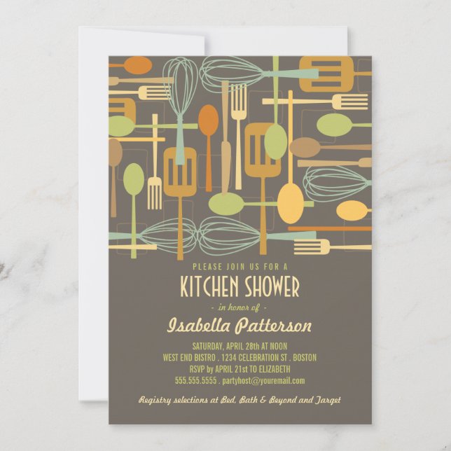 Stock the Kitchen Retro Style Bridal Shower Invitation (Front)