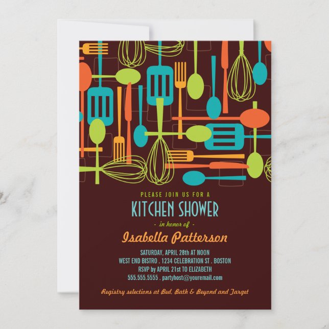 Stock the Kitchen Retro Style Bridal Shower Invitation (Front)