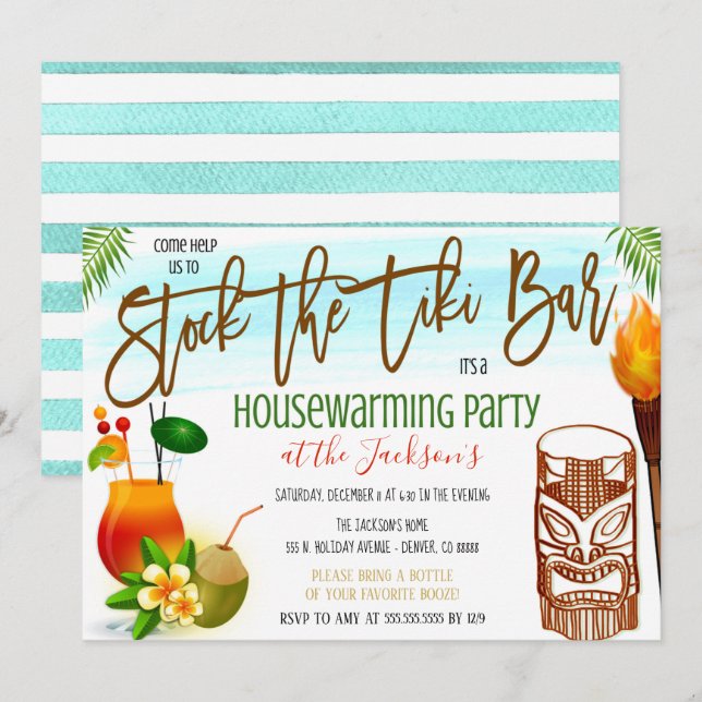 Stock the Tiki Bar Invitation (Front/Back)