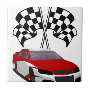 Stockcar Racing & Flags Ceramic Tile