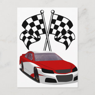 Stockcar Racing & Flags Postcard