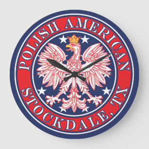 Stockdale Texas Polish American Eagle Large Clock