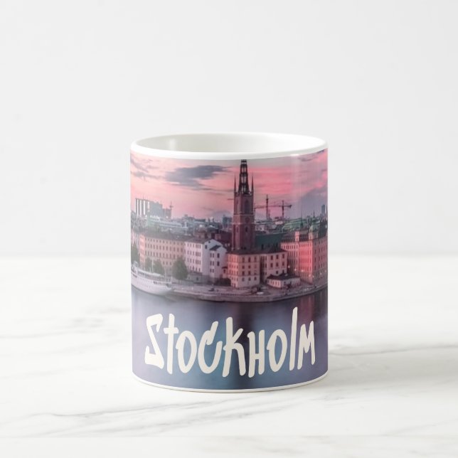 Stockholm Capital of Sweden Night Skyline Coffee Mug (Center)