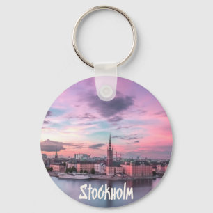 Stockholm Capital of Sweden Night Skyline Key Ring