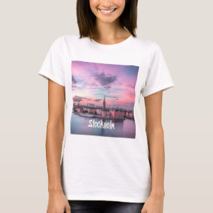 Stockholm Capital of Sweden Night Skyline T-Shirt