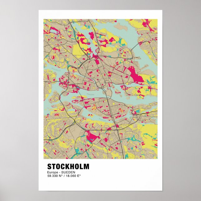 Stockholm Map Poster - Sweden Colourful Map (Front)