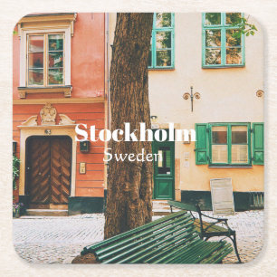 Stockholm Old Town, Gamla Stan, Sweden Souvenir Square Paper Coaster
