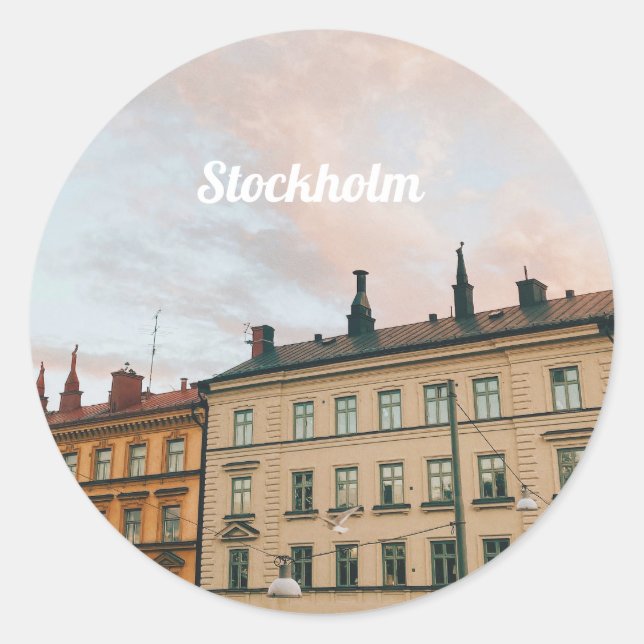 Stockholm Södermalm Cityscape Classic Round Sticker (Front)
