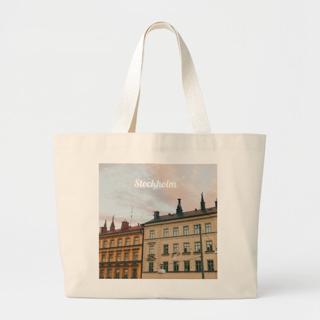 Stockholm Södermalm Cityscape Large Tote Bag (Front)