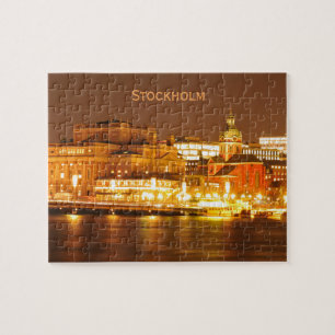Stockholm, Sweden at Christmas at night Jigsaw Puzzle
