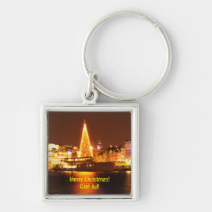 Stockholm, Sweden at Christmas at night Key Ring