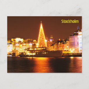 Stockholm, Sweden at Christmas Holiday Postcard