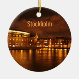 Stockholm, Sweden at night Ceramic Tree Decoration