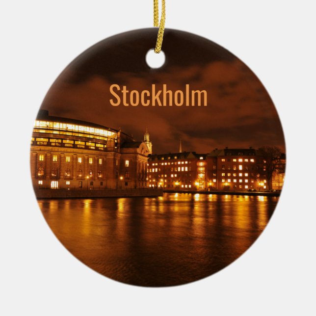 Stockholm, Sweden at night Ceramic Tree Decoration (Front)