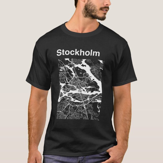 Stockholm Sweden City Map T-Shirt (Front)