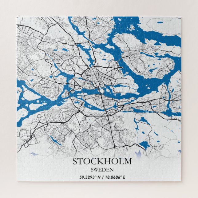 Stockholm Sweden City Map Travel Simple Jigsaw Puzzle (Vertical)