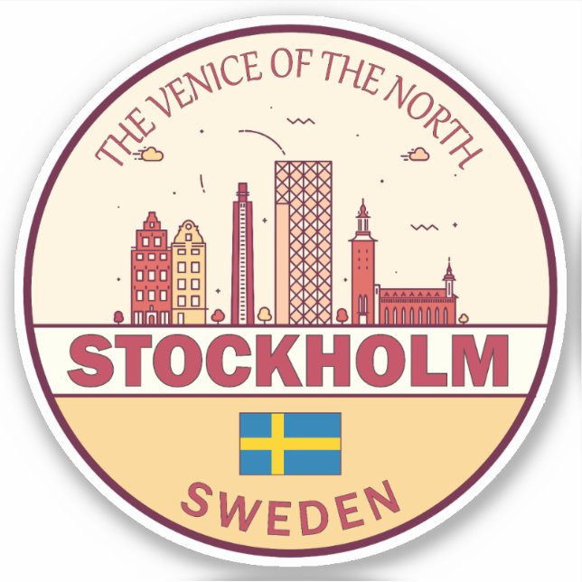 Stockholm Sweden City Skyline Emblem (Front)