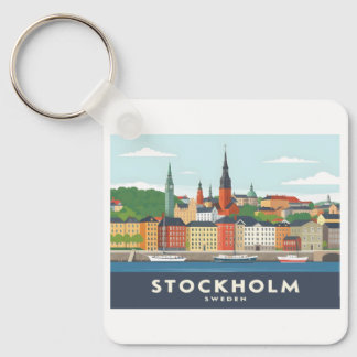 Stockholm Sweden Gamla Stan Pastel Travel Key Ring