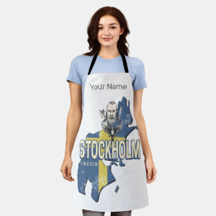 Stockholm Sweden Province Map Vintage Souvenir Apron