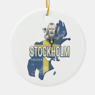 Stockholm Sweden Province Map Vintage Souvenir Ceramic Ornament