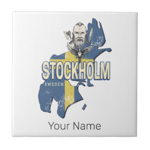 Stockholm Sweden Province Map Vintage Souvenir Ceramic Tile