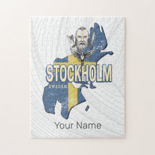Stockholm Sweden Province Map Vintage Souvenir Jigsaw Puzzle
