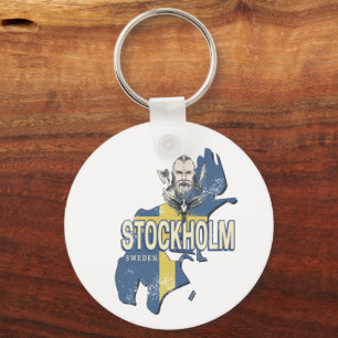 Stockholm Sweden Province Map Vintage Souvenir Key Ring