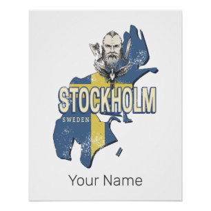 Stockholm Sweden Province Map Vintage Souvenir Poster