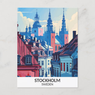 Stockholm Sweden Retro Artwork Travel  Postcard