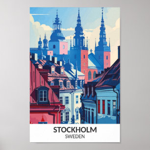 Stockholm Sweden Retro Artwork Travel  Poster
